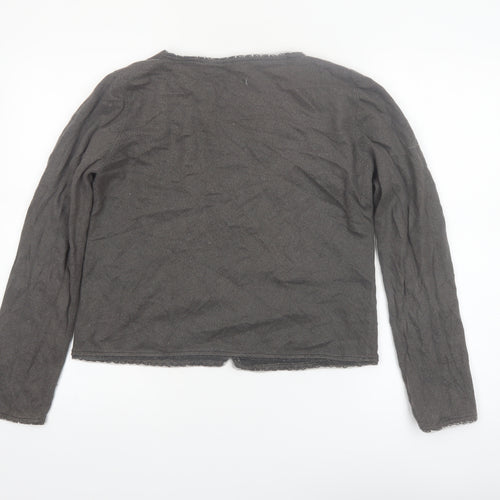 Jigsaw Women Brown Cardigan M Long Sleeve Knit Cotton Blend