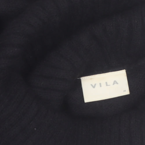 Vila Women Black Roll Neck Knitted Long Sleeve Pullover Jumper M