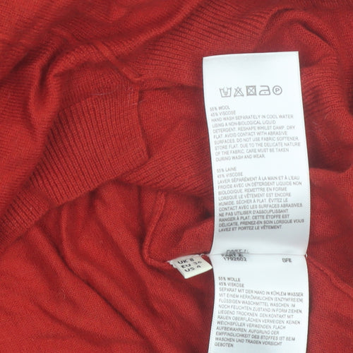 Whistles Women's Red Wool Blend Crew Neck Jumper Size 8