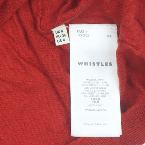 Whistles Women's Red Wool Blend Crew Neck Jumper Size 8