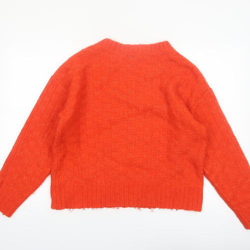 Marks and Spencer Womens Orange V-Neck Knit Pullover Jumper Size M