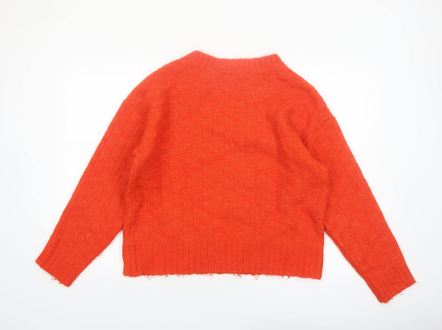 Marks and Spencer Womens Orange V-Neck Knit Pullover Jumper Size M