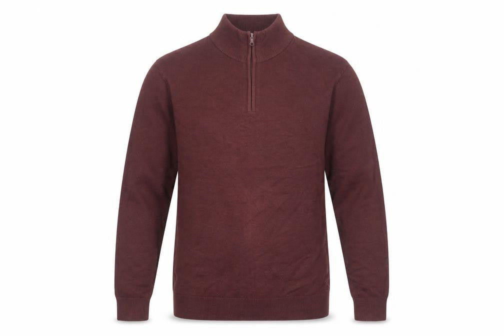 Front view of Marks & Spencer Men's Brown Medium 1/2 Zip High Neck Jumper