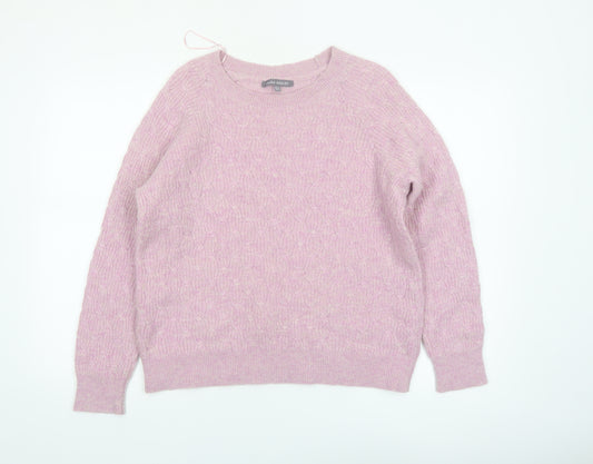 Laura Ashley Women's Pink Cable Knit Lambswool Jumper UK 14