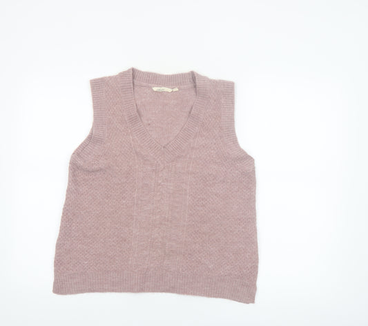 Lily & Me Women Pink V-Neck Sleeveless Knit Vest Jumper Size 14