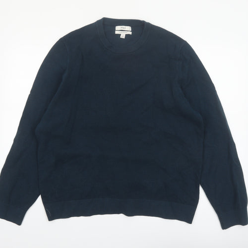 Marks and Spencer Men's Blue 2XL Cotton Crew Neck Jumper