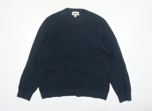 Marks and Spencer Men's Blue 2XL Cotton Crew Neck Jumper