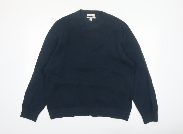 Marks and Spencer Men's Blue 2XL Cotton Crew Neck Jumper