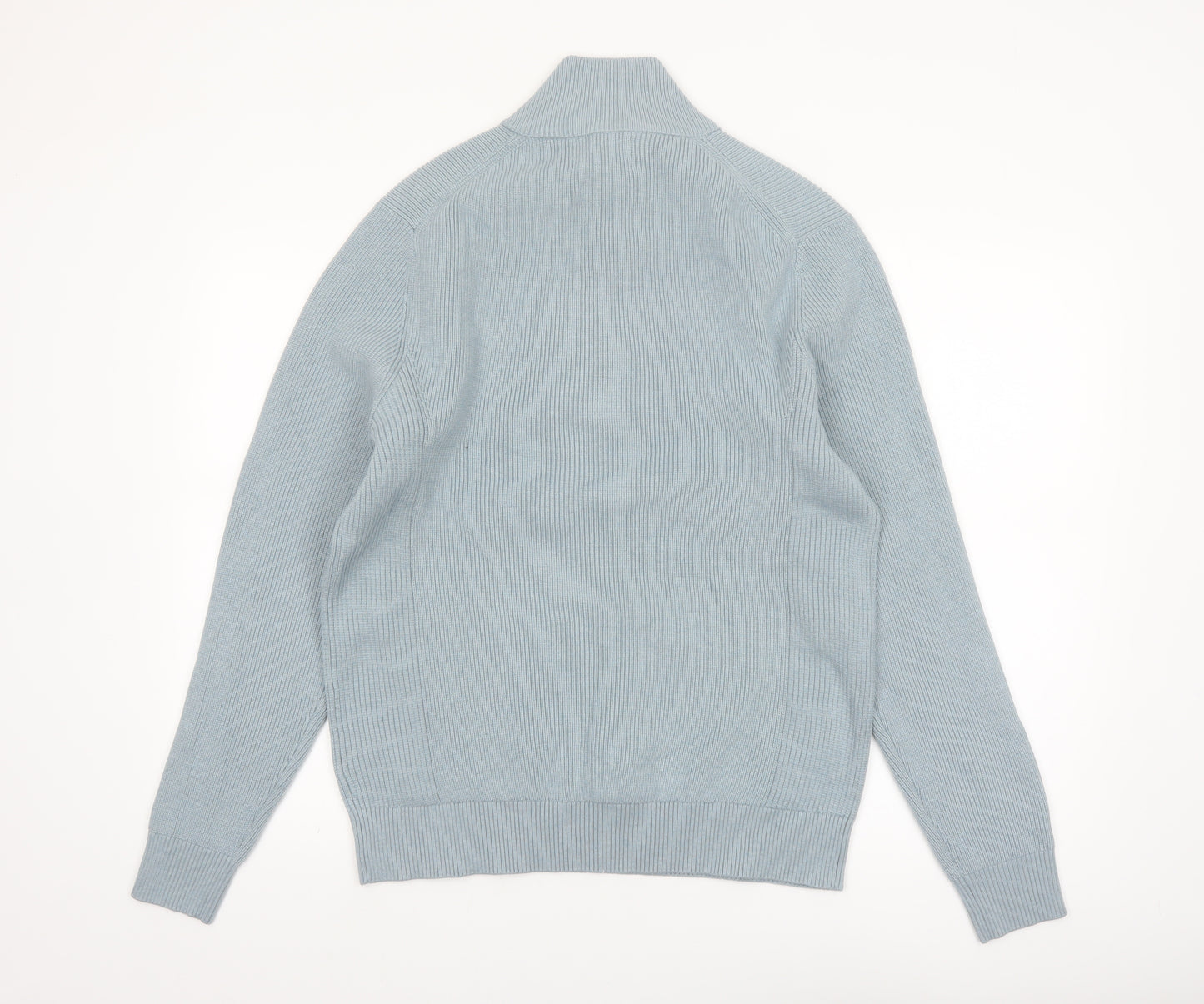 Marks and Spencer Men's Blue M Half Zip Cotton Blend Jumper