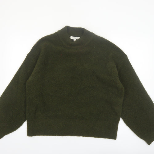 Marks and Spencer Women Green Mock Neck Wool Blend Jumper M