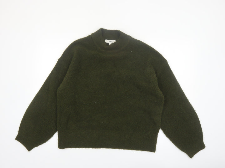 Marks and Spencer Women Green Mock Neck Wool Blend Jumper M
