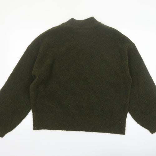 Marks and Spencer Women Green Mock Neck Wool Blend Jumper M