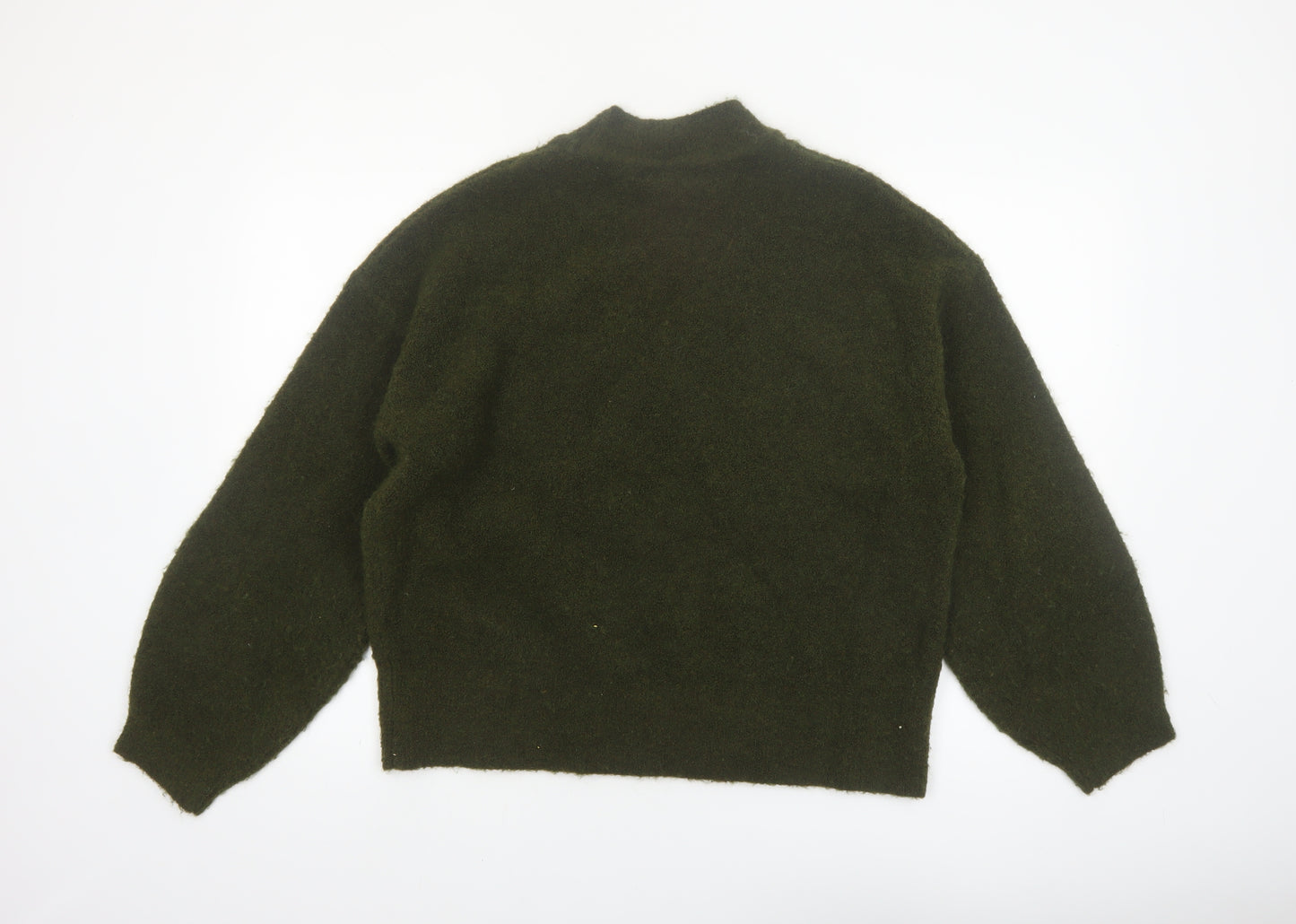 Marks and Spencer Women Green Mock Neck Wool Blend Jumper M
