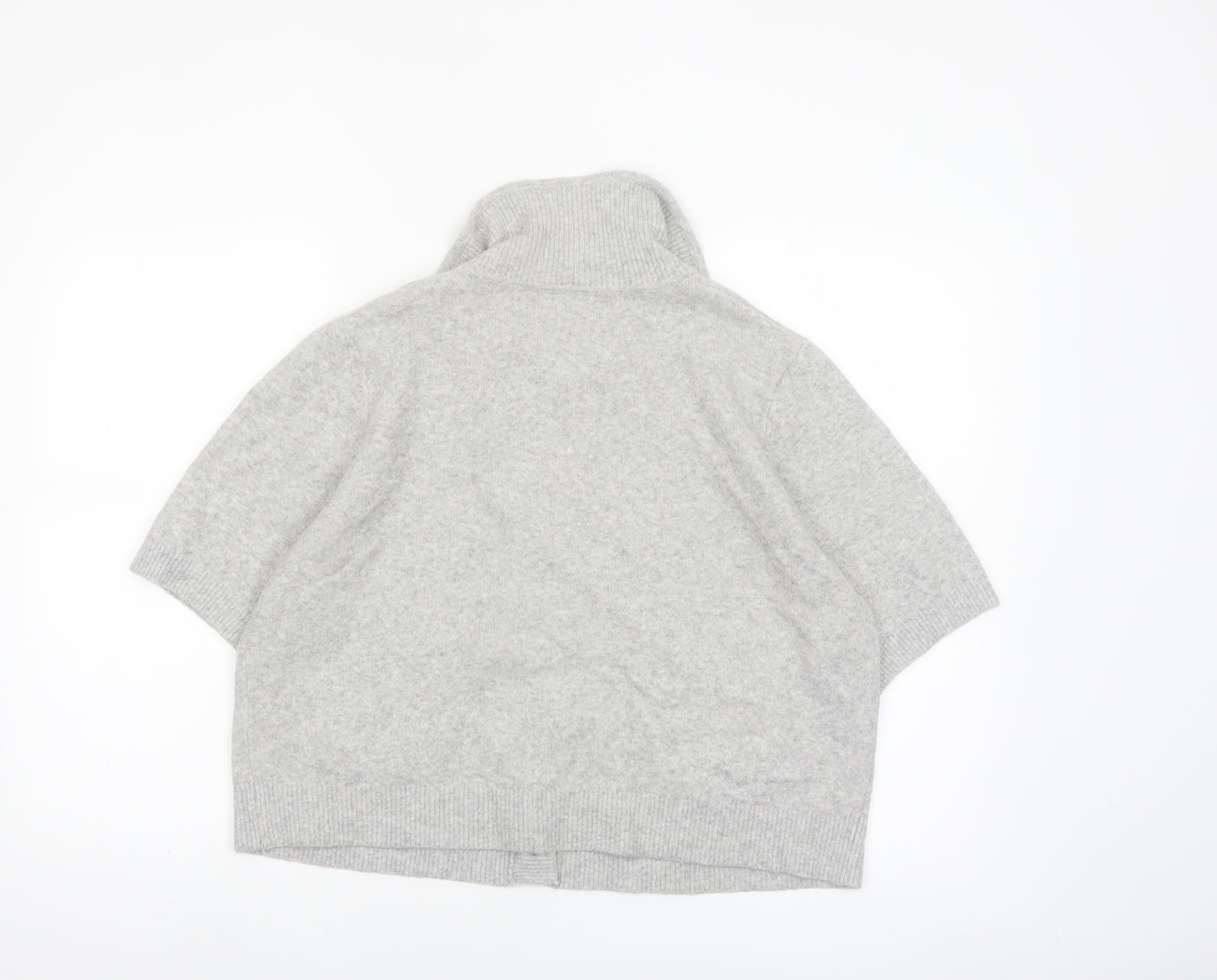 Marks and Spencer Women's Grey Collared Short Sleeve Knit Cardigan Size L