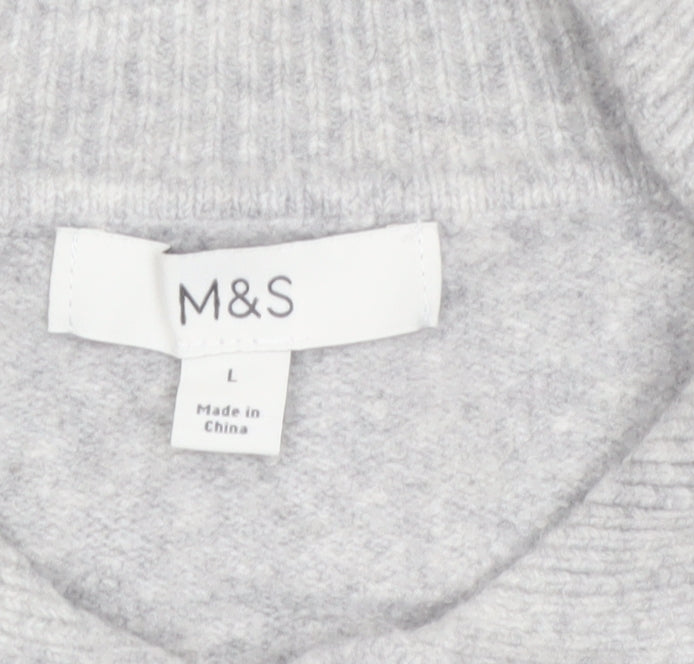 Marks and Spencer Women's Grey Collared Short Sleeve Knit Cardigan Size L