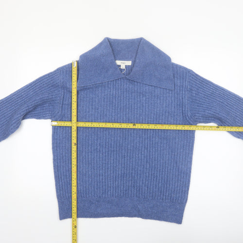 Marks and Spencer Women Blue Collared Ribbed Pullover Jumper Size S