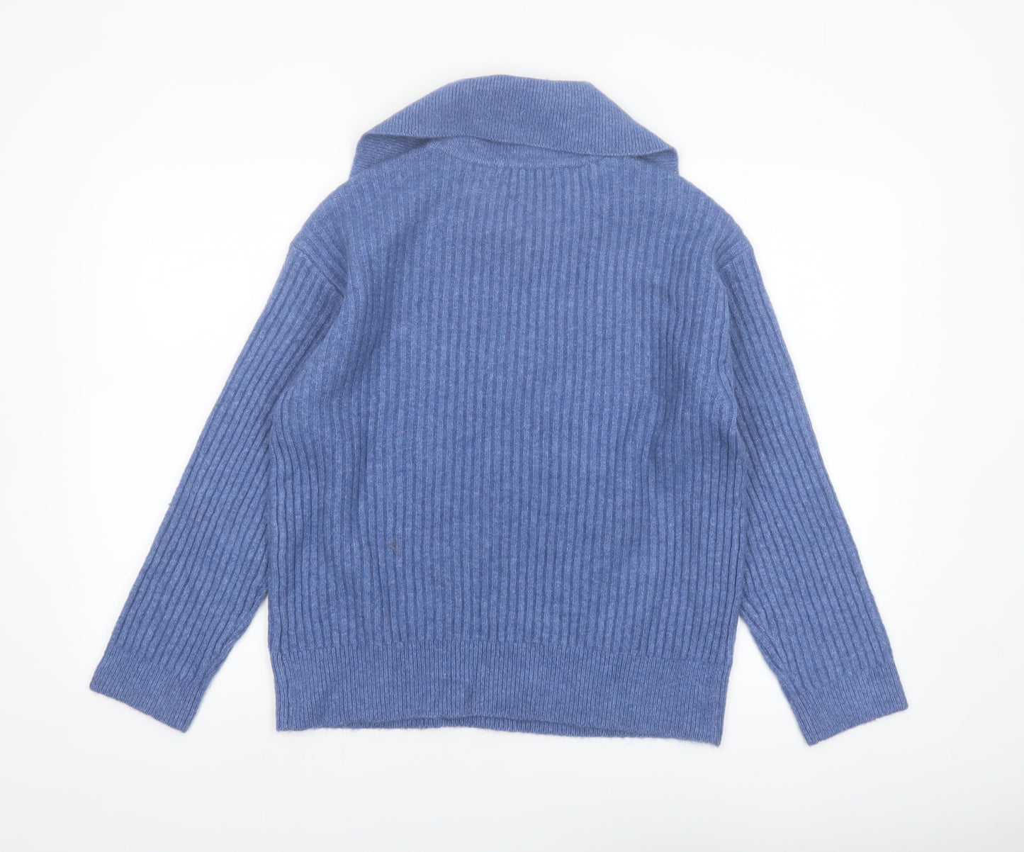 Marks and Spencer Women Blue Collared Ribbed Pullover Jumper Size S