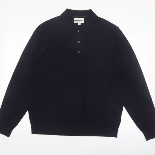 Marks & Spencer Autograph Men's Black XL Merino Wool Collared Jumper
