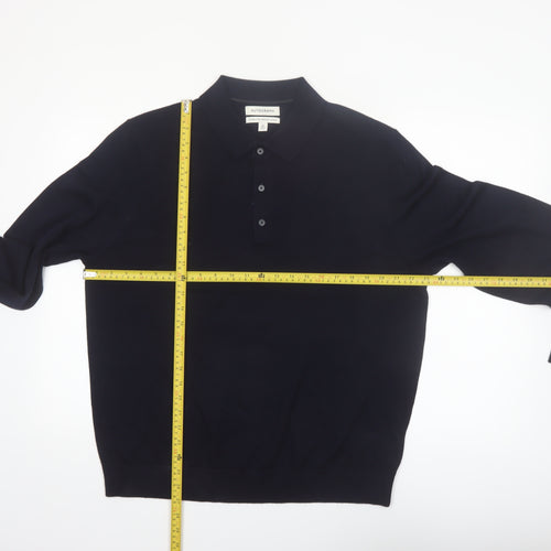 Marks & Spencer Autograph Men's Black XL Merino Wool Collared Jumper