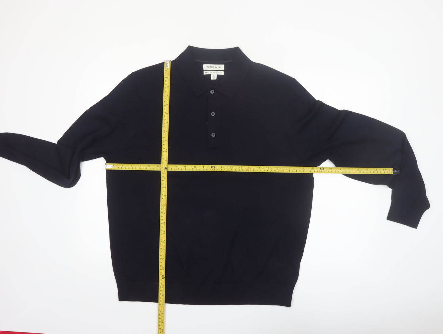 Marks & Spencer Autograph Men's Black XL Merino Wool Collared Jumper