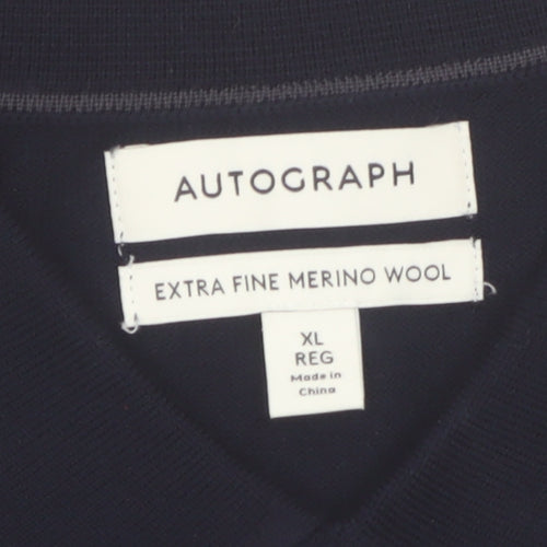 Marks & Spencer Autograph Men's Black XL Merino Wool Collared Jumper