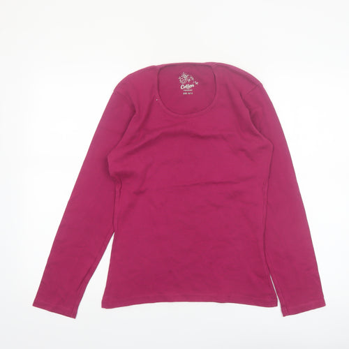 Cotton Traders Women’s Dark Rose Long Sleeve Cotton T-Shirt Size 10/12