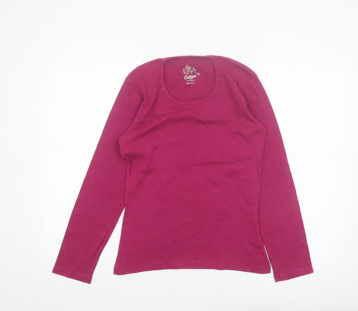 Cotton Traders Women’s Dark Rose Long Sleeve Cotton T-Shirt Size 10/12