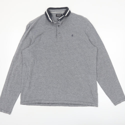 Burton Menswear London Grey Long Sleeve Polo Shirt Size L