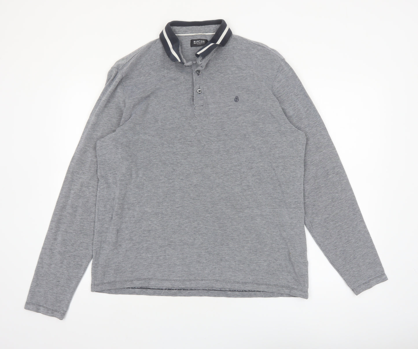 Burton Menswear London Grey Long Sleeve Polo Shirt Size L