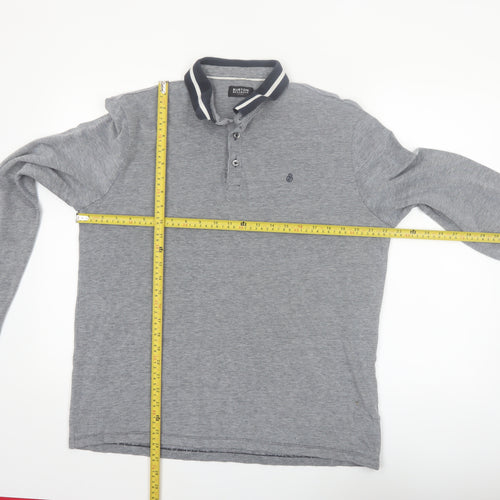 Burton Menswear London Grey Long Sleeve Polo Shirt Size L