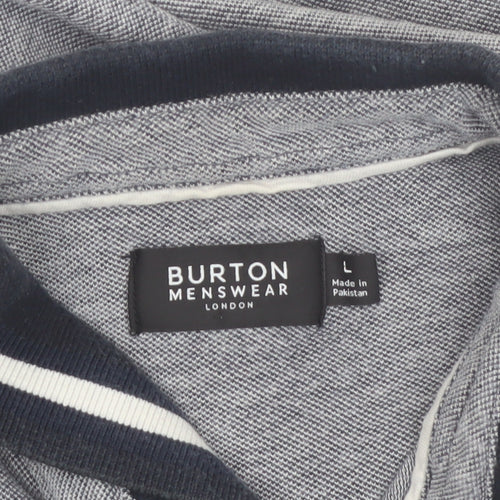Burton Menswear London Grey Long Sleeve Polo Shirt Size L