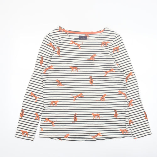 Joules Womens Multicoloured Size 14 Long Sleeve Striped Tiger Print Cotton T-Shirt