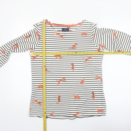 Joules Womens Multicoloured Size 14 Long Sleeve Striped Tiger Print Cotton T-Shirt
