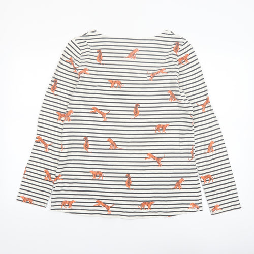 Joules Womens Multicoloured Size 14 Long Sleeve Striped Tiger Print Cotton T-Shirt