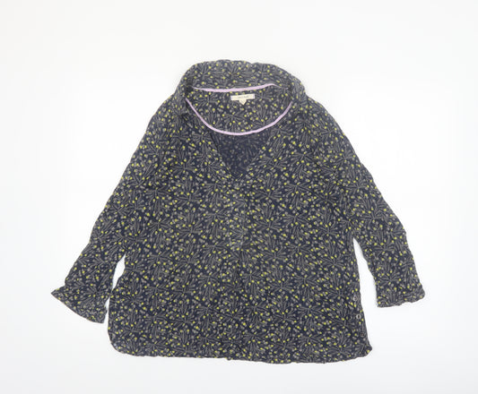 White Stuff Women Blue Floral Linen Viscose Tunic Blouse UK 12