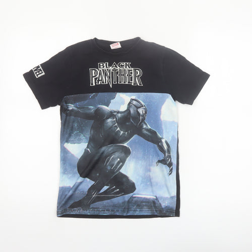Marvel Boys Black Panther T-Shirt 8-9 Years Black Short Sleeve Graphic Top