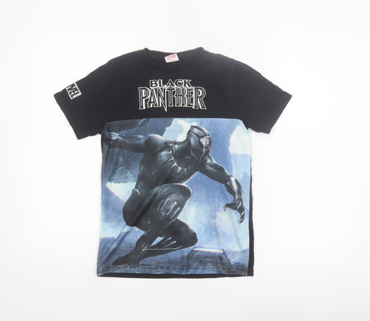 Marvel Boys Black Panther T-Shirt 8-9 Years Black Short Sleeve Graphic Top