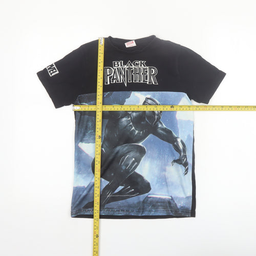 Marvel Boys Black Panther T-Shirt 8-9 Years Black Short Sleeve Graphic Top