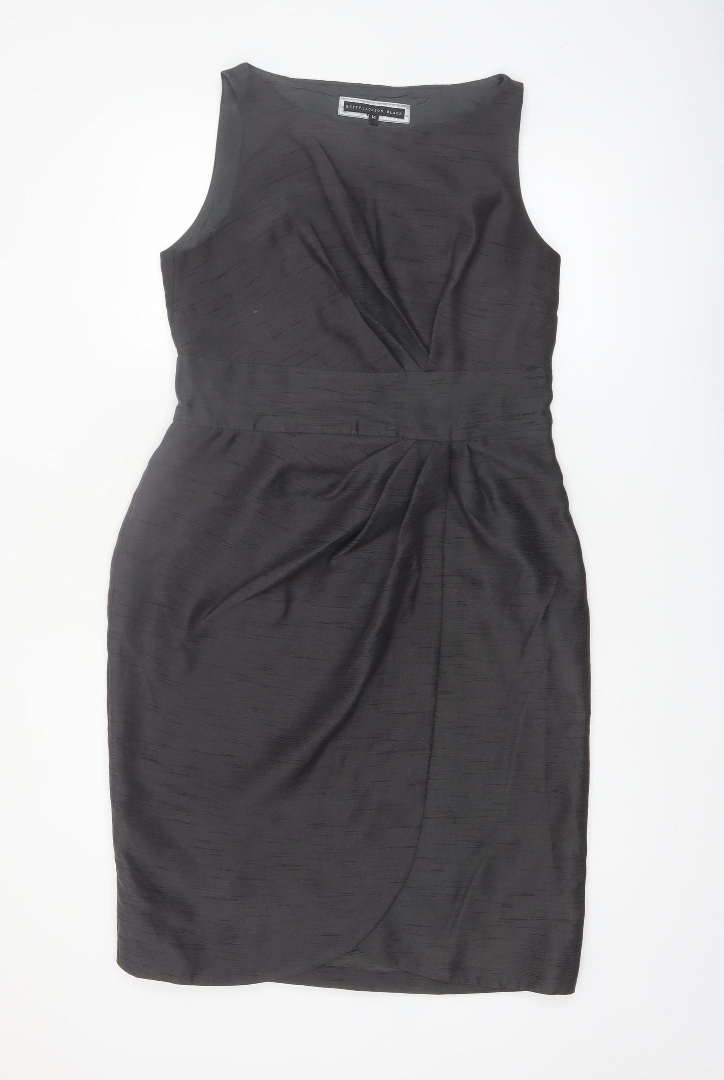 Betty Jackson Black Women's Black Size 14 Sleeveless Sheath Dress