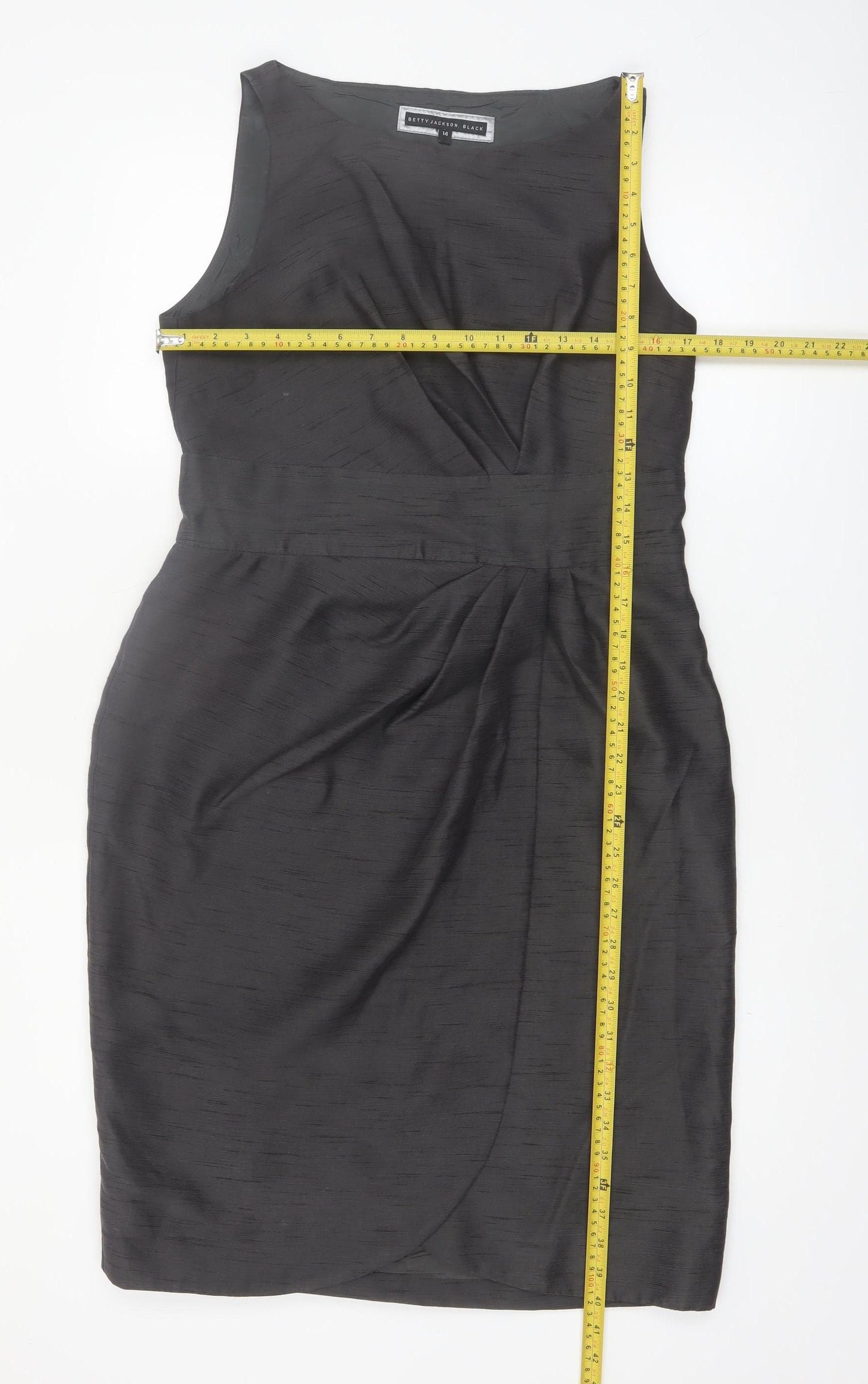 Betty Jackson Black Women's Black Size 14 Sleeveless Sheath Dress