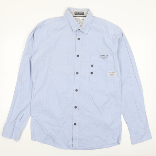 Jack & Jones Men's Blue Long Sleeve Regular Fit Button-Up Shirt Size L