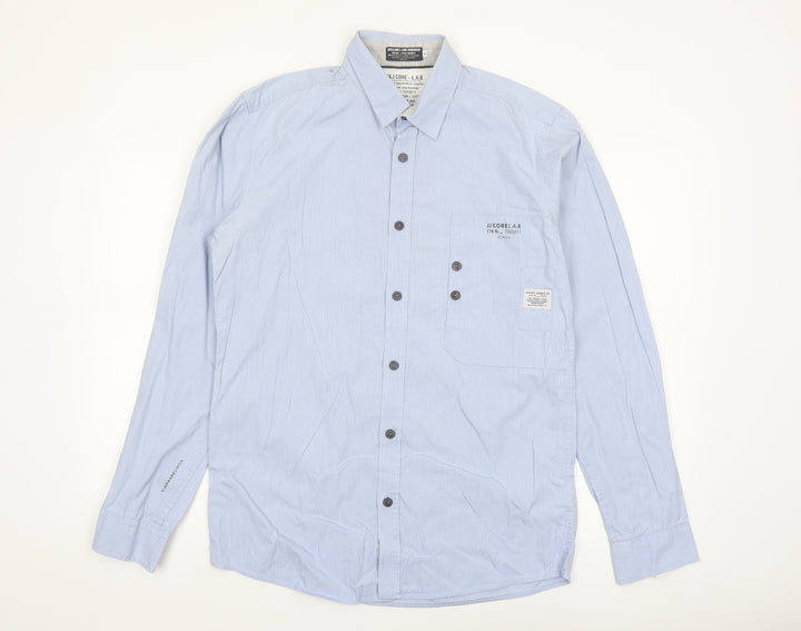 Jack & Jones Men's Blue Long Sleeve Regular Fit Button-Up Shirt Size L