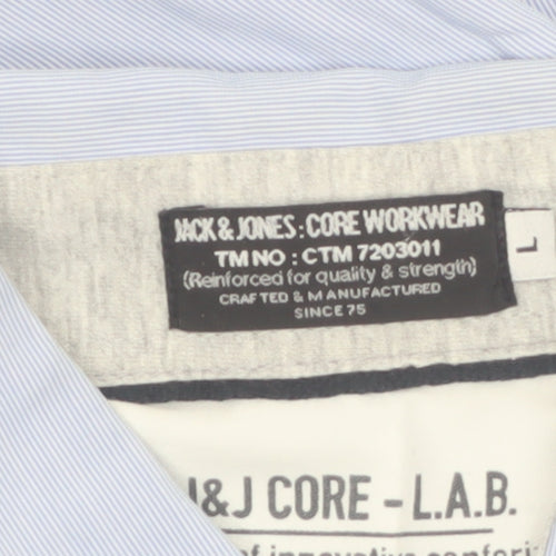 Jack & Jones Men's Blue Long Sleeve Regular Fit Button-Up Shirt Size L