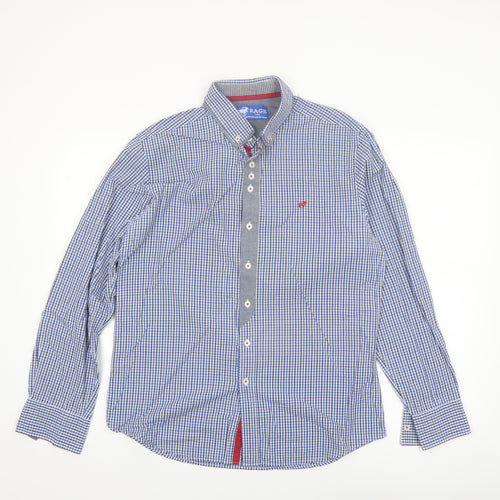 Outrage Men's Blue Check Button-Down Long Sleeve Cotton Shirt Size L