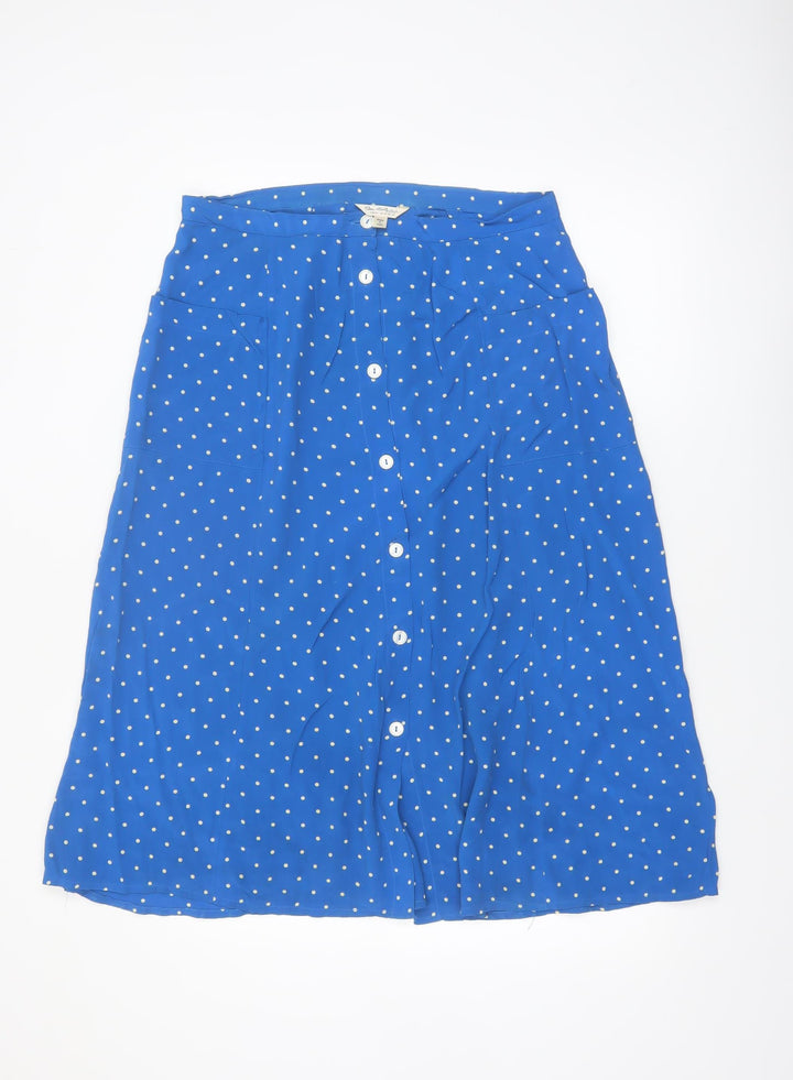 Miss Selfridge Women Blue Polka Dot A-Line Skirt Size 14