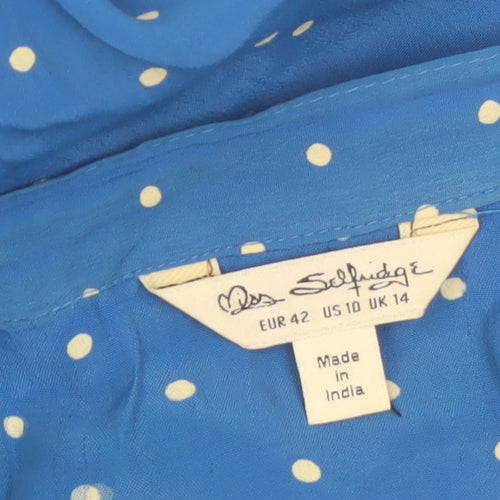 Miss Selfridge Women Blue Polka Dot A-Line Skirt Size 14