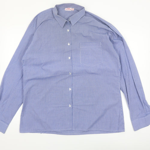 Hunter Men's Blue Check Long Sleeve Button-Up Shirt Size 44