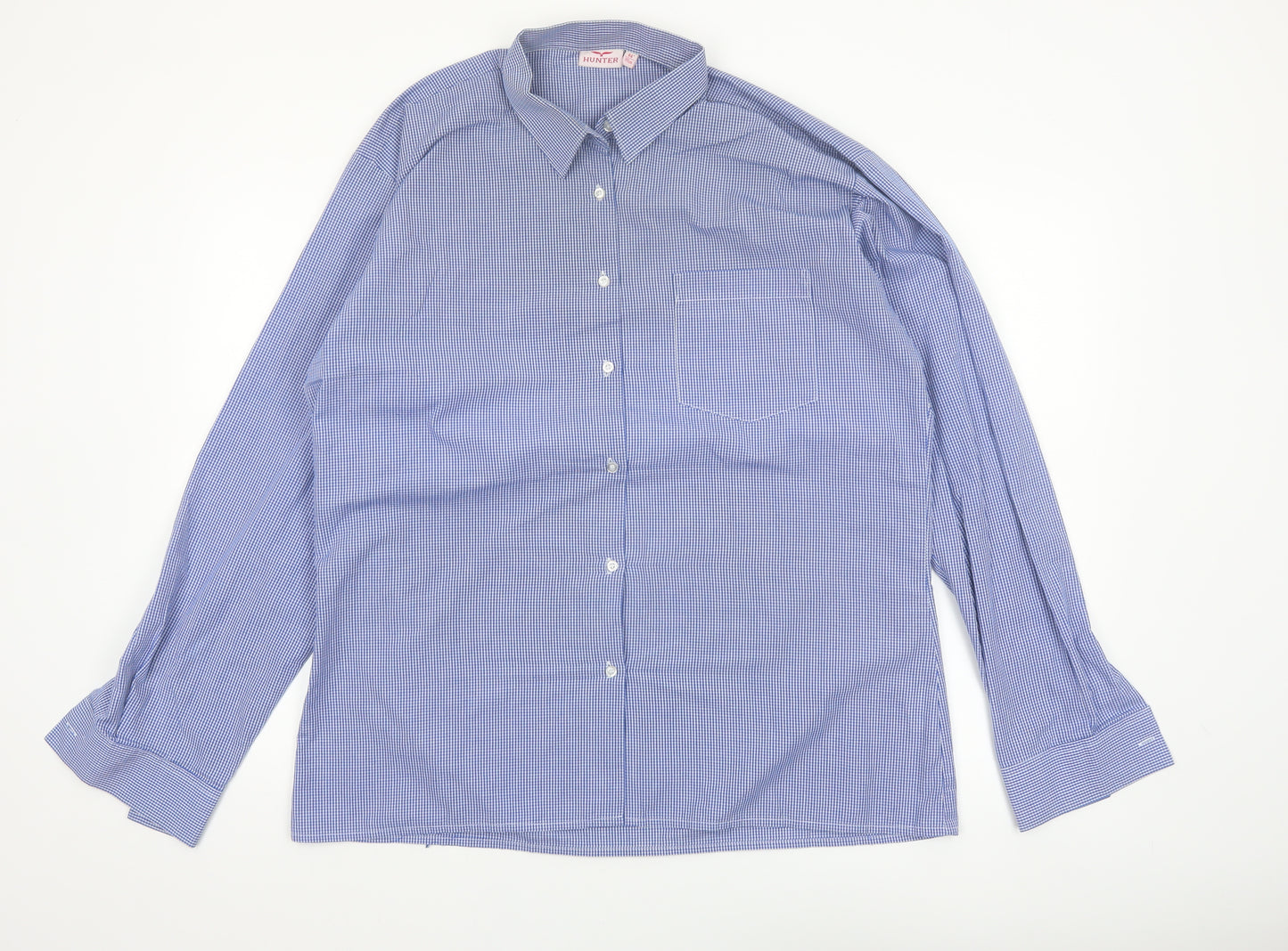 Hunter Men's Blue Check Long Sleeve Button-Up Shirt Size 44