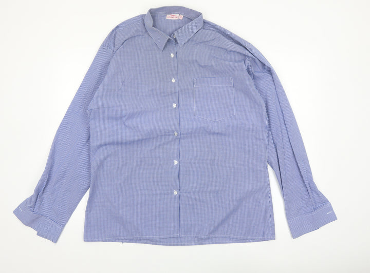 Hunter Men's Blue Check Long Sleeve Button-Up Shirt Size 44