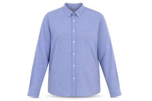 Front view of Hunter Men's Blue Check Long Sleeve Button-Up Shirt, size 44